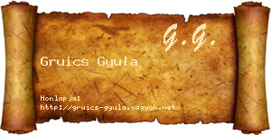Gruics Gyula névjegykártya